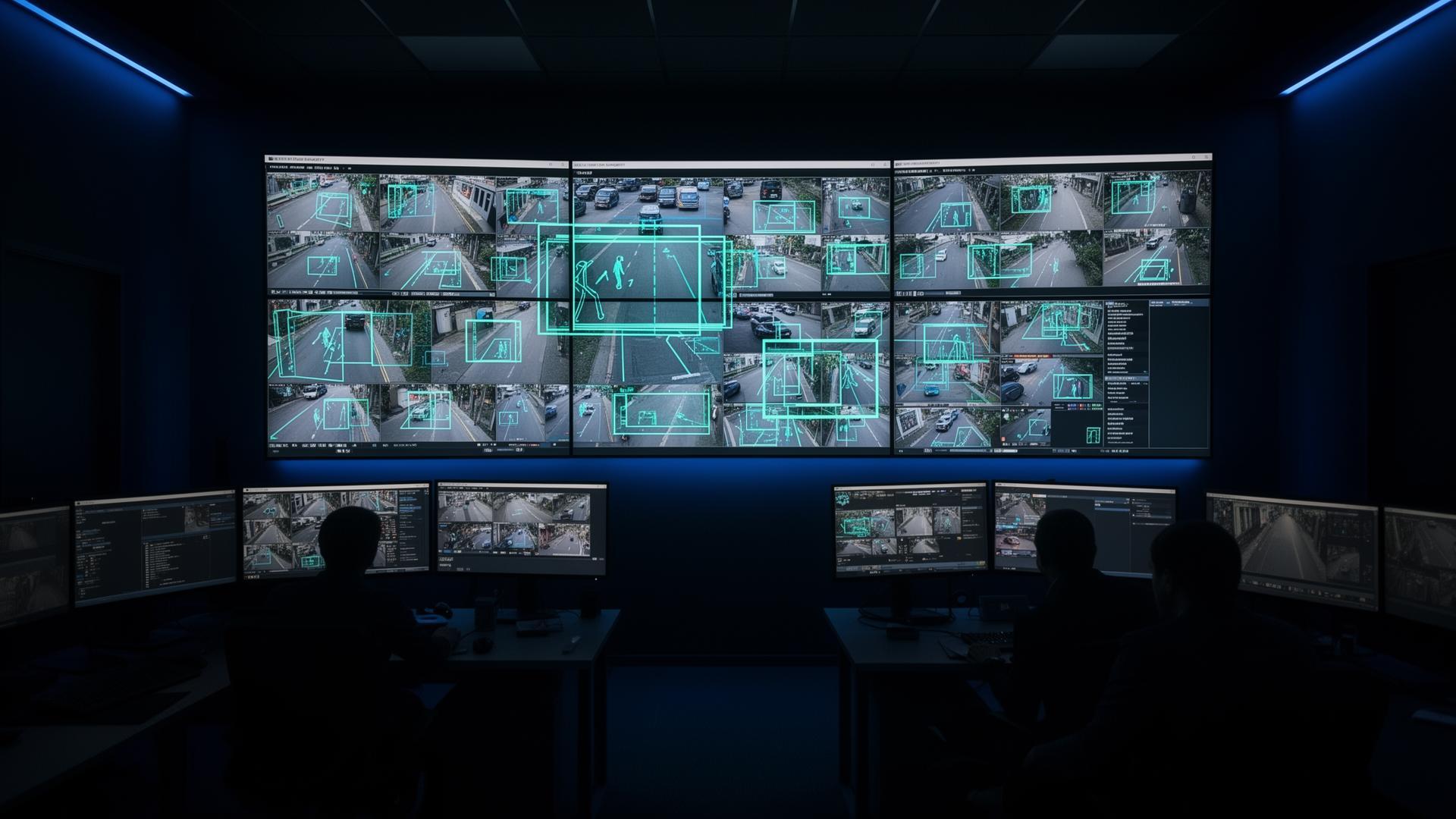 Multi-screen surveillance monitoring with live feeds